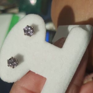 Petite Genuine Amethyst February Earrings Solid Sterling Silver Round Studs